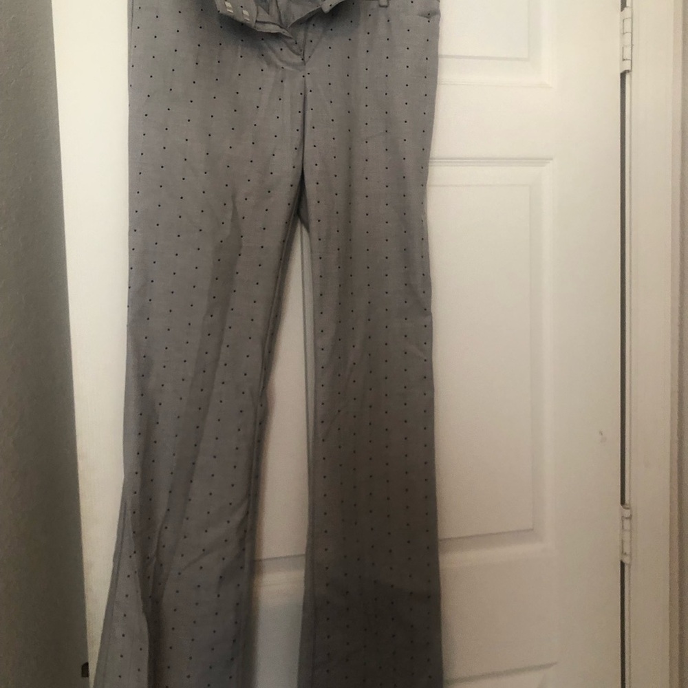 New York & Company Gray Polka-Dot Flare Pants 2 Tall
